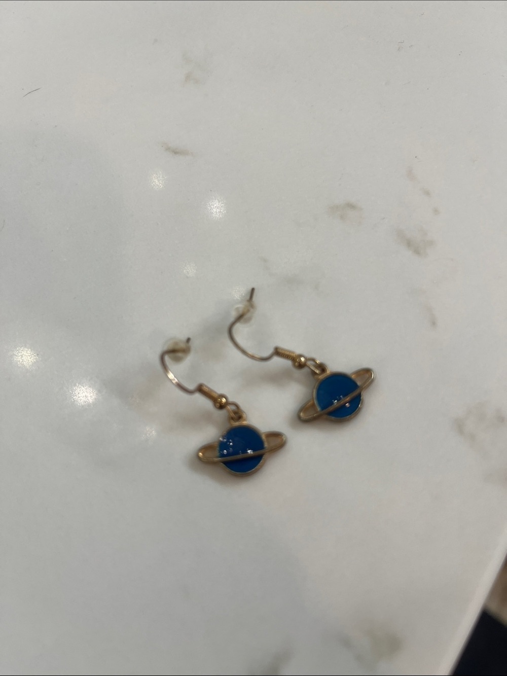 One A Gold-Tone Blue Planet Dangle Earrings